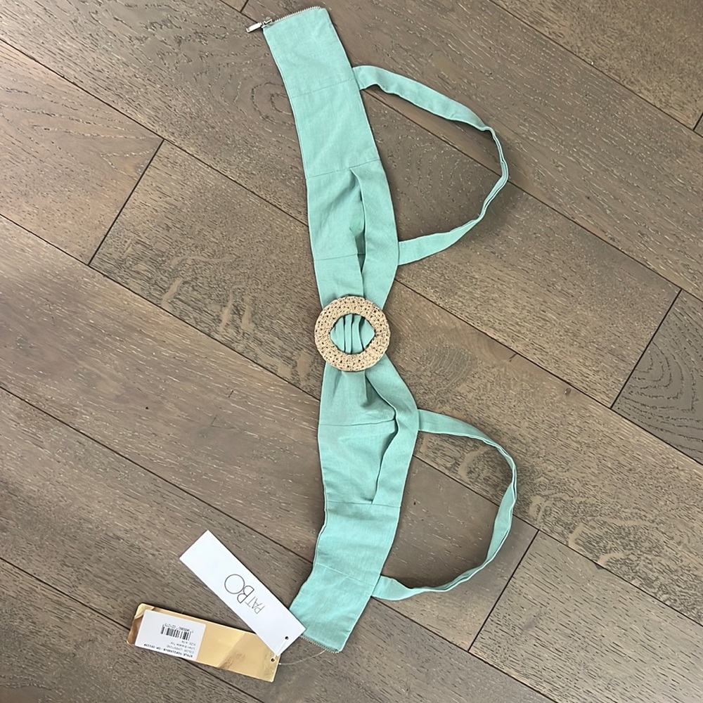 PatBO | NEW Linen Bralette Crop Top in Limestone Size 4